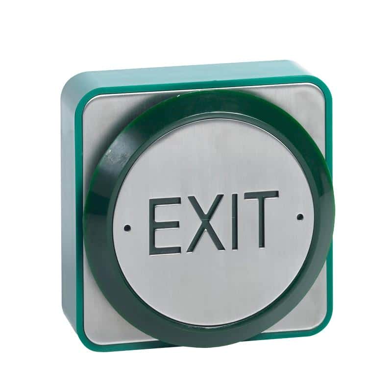 (image for) RGL Weatherproof Surface/Flush 85mm green request to exit button