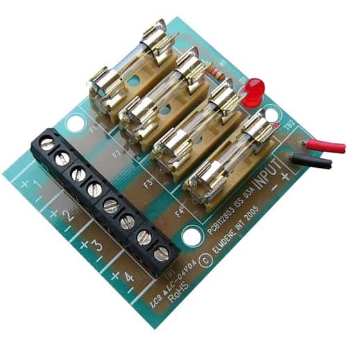 (image for) Elmdene FOM-4 4 way fused output module mounted on sticky pad