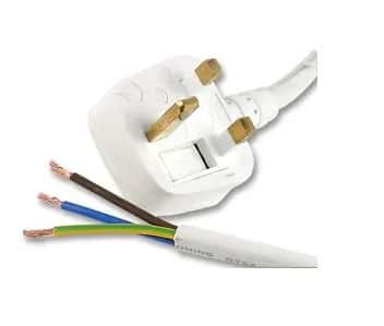 (image for) PRO ELEC 13A UK Plug to Bare Ends Mains Lead 2m White