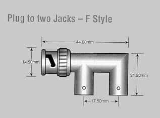 (image for) Secware BNC plug-jack-jack `F` shape adaptor